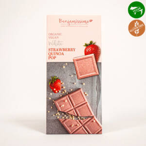 БИО бял кокосов шоколад с ягоди, пукана киноа и живи култури 70 g, Benjamissimo.jpg