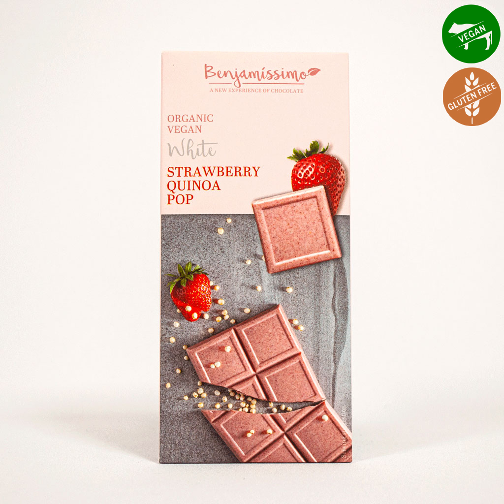 БИО бял кокосов шоколад с ягоди, пукана киноа и живи култури 70 g, Benjamissimo.jpg