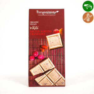 БИО бял шоколад солен бадем и червена боровинка 70 g, Benjamissimo.jpg