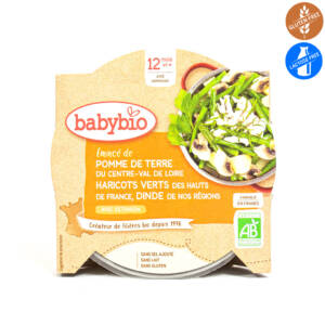 БИО обедно меню - пуешко, картофи и зелен фасул, след 12 месец 230 g, Babybio.jpg