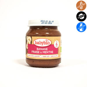БИО плодово пюре банан, ягода и мента след 6-ия месец 130 глин, Babybio.jpg