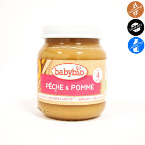 БИО плодово пюре праскова и ябълка след 4-тия месец 130 глин, Babybio.jpg