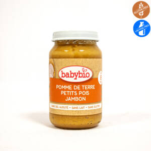 БИО зеленчуково пюре с картофи, зелен грах и шунка след 8-мия месец 200 глин, Babybio.jpg