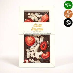 Занаятчийски шоколад без добавена захар с ягода и кокос 70 g, Casa Kakau.jpg
