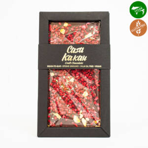 Занаятчийски шоколад с малина и шамфастък 70 g, Casa Kakau.jpg